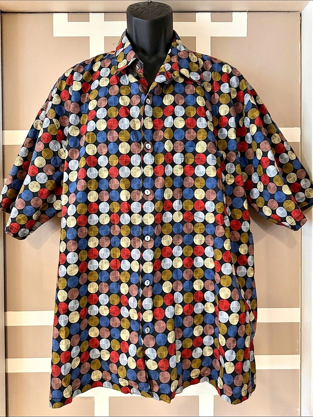 VINTAGE Tori Richard x Norm Thompson Cotton Lawn Circle Print Shirt 2X LIKE NEW